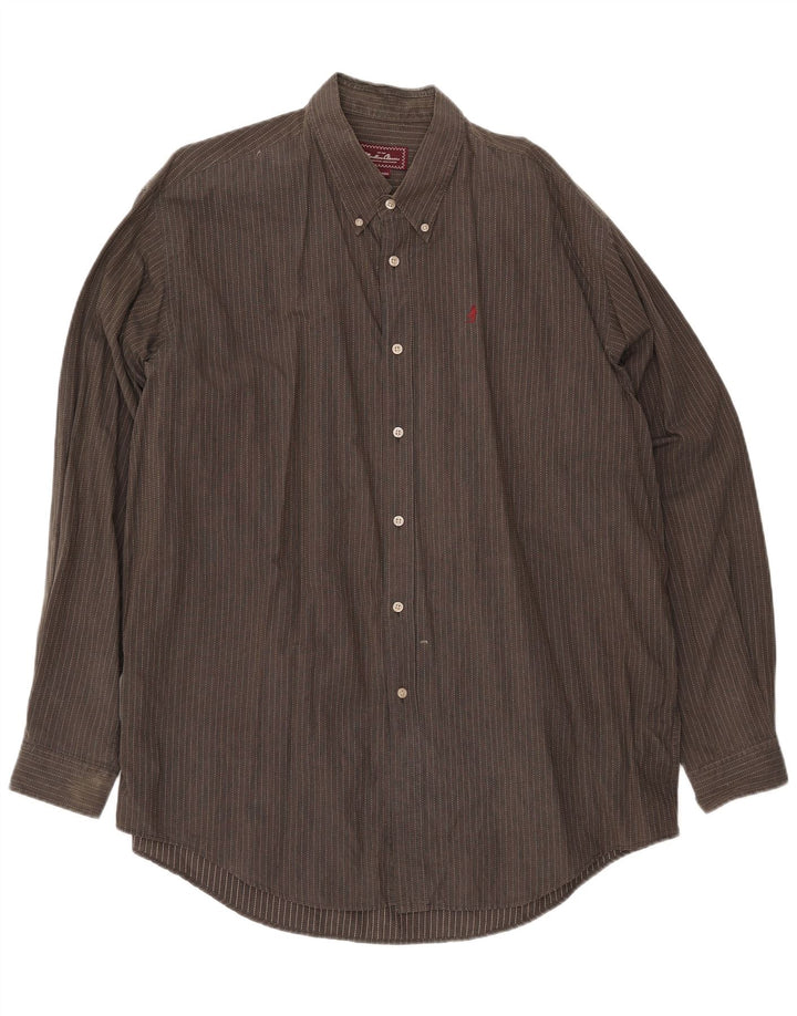 Camisa masculina Marlboro Classics 3XL algodão listrado cinza