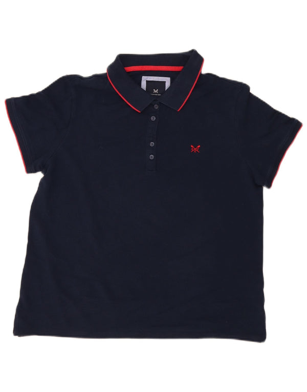 Camisa polo feminina Crew Clothing UK 14 grande algodão azul marinho