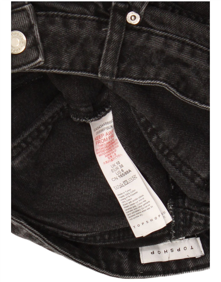 Saia jeans feminina TOPSHOP UK 10 pequena W26 algodão preto