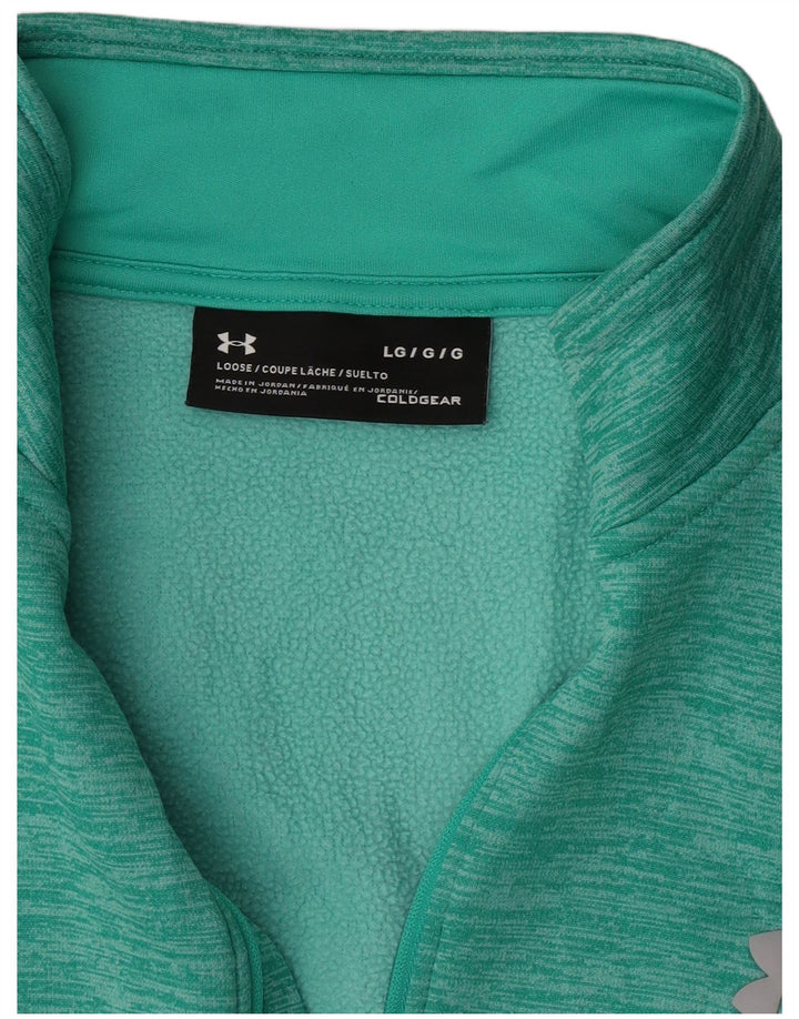 Suéter masculino Under Armour com zíper e gola grande turquesa salpicado