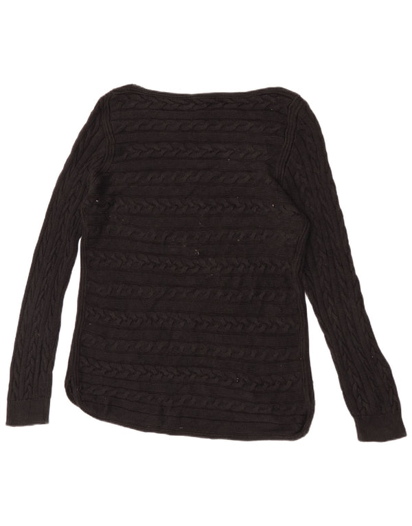 Suéter feminino Ralph Lauren com gola canoa Reino Unido 18 XL algodão preto