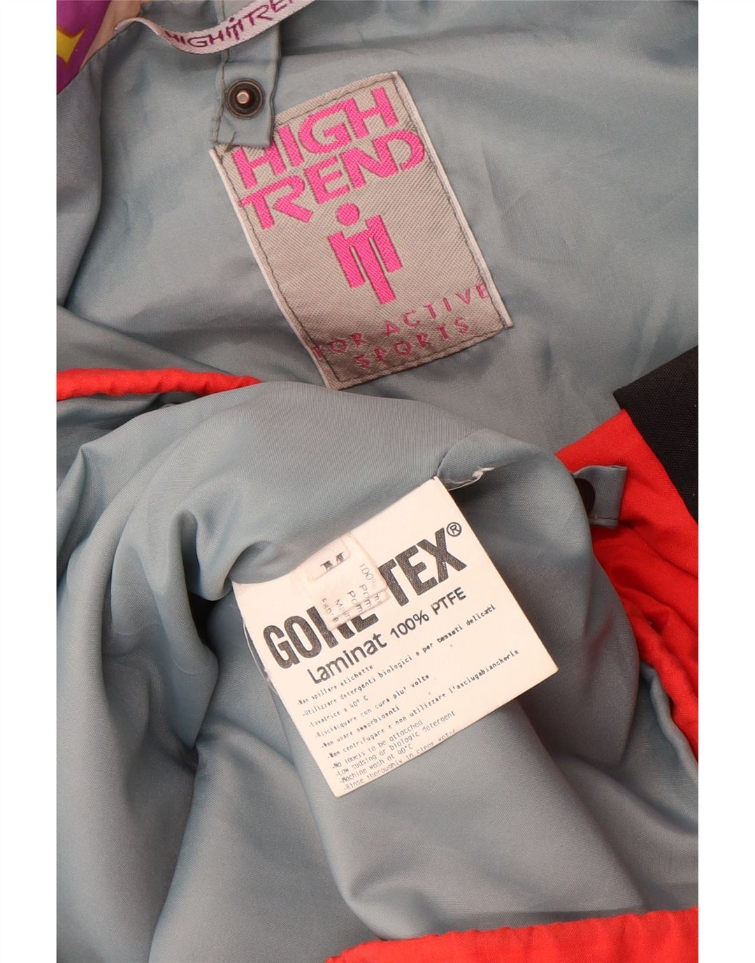 Jaqueta de esqui vintage masculina Gore-Tex UK 38 poliamida colorblock vermelho médio