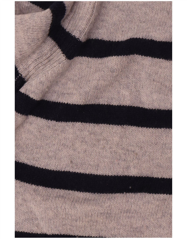 Suéter feminino Marks & Spencer com gola redonda e listrado cinza grande UK 16