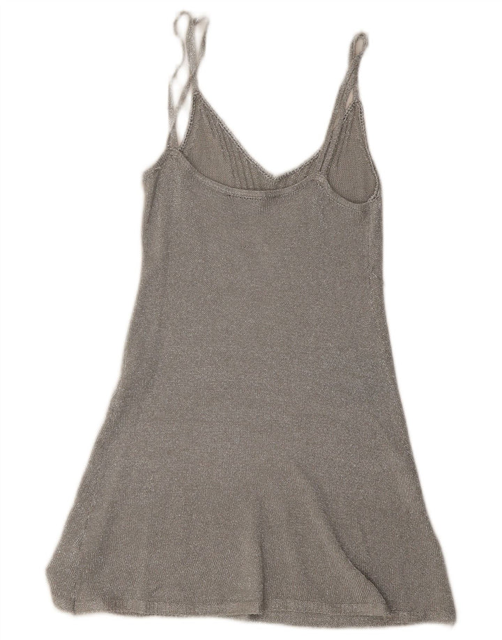 Vestido deslizante feminino Topshop Reino Unido 8 pequeno viscose prateada