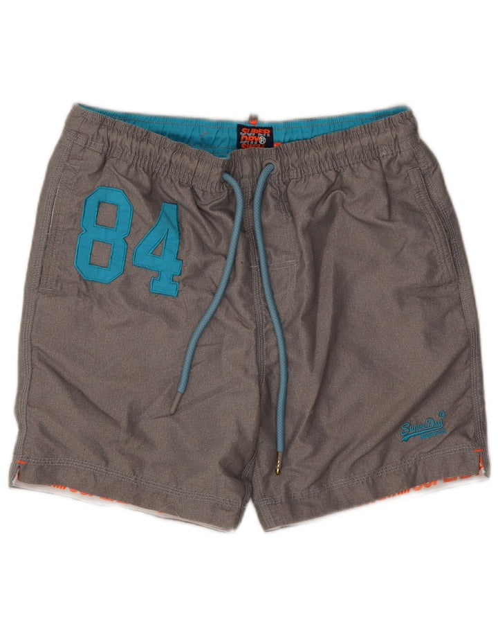 Shorts de natação masculino Superdry Graphic grande poliéster cinza