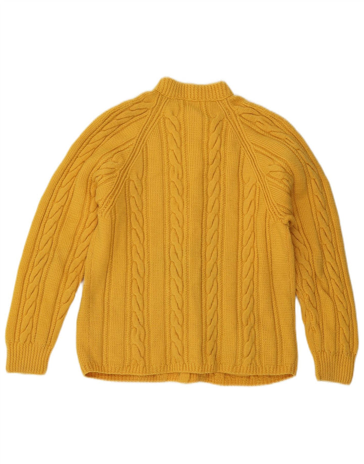 Suéter Cardigan Feminino Vintage UK 14 Médio Amarelo