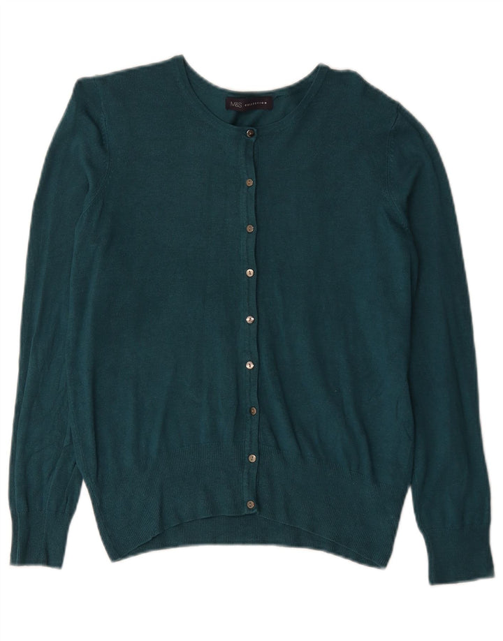 Suéter cardigã feminino Marks & Spencer UK 12 médio turquesa viscose