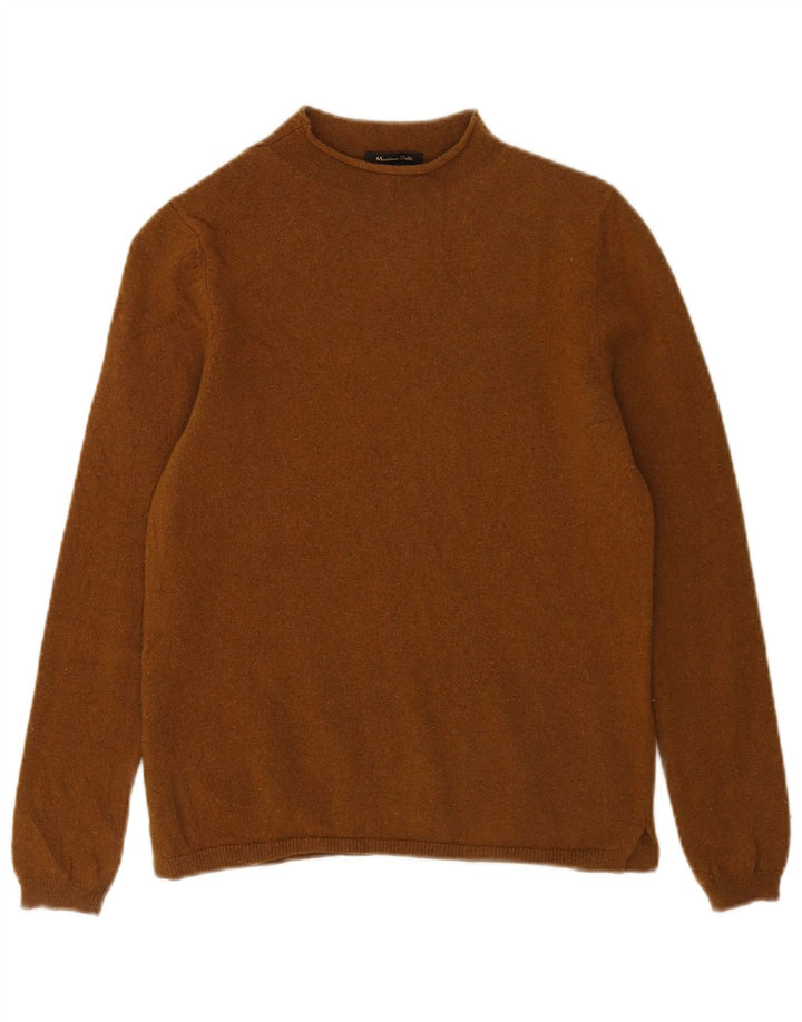 Suéter feminino Massimo Dutti com gola tartaruga Reino Unido 10 lã marrom pequena