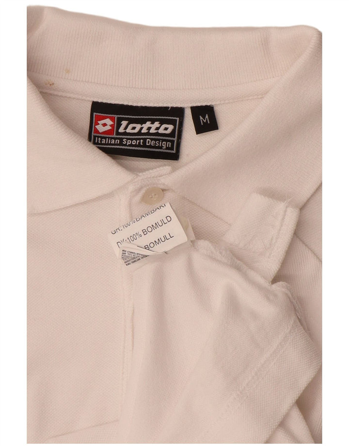 Camisa polo masculina de manga comprida LOTTO de algodão branco médio