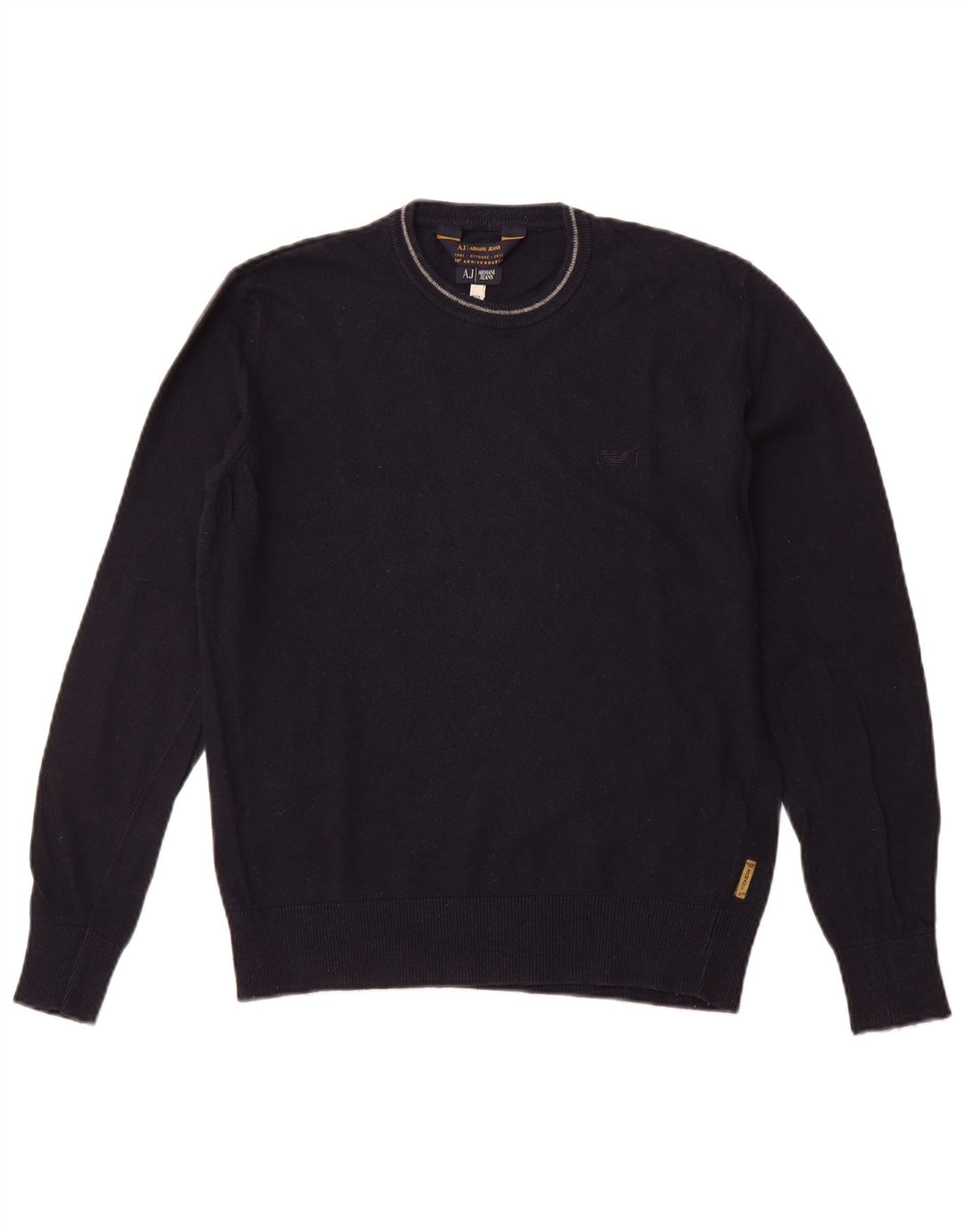 Suéter masculino ARMANI JEANS com gola redonda e viscose azul marinho médio