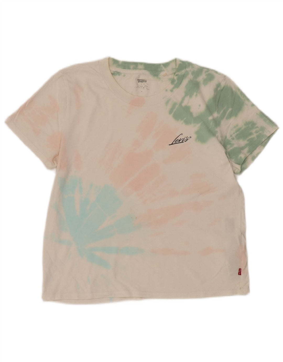Camiseta feminina Levi's UK 14 médio branco tie-dye algodão