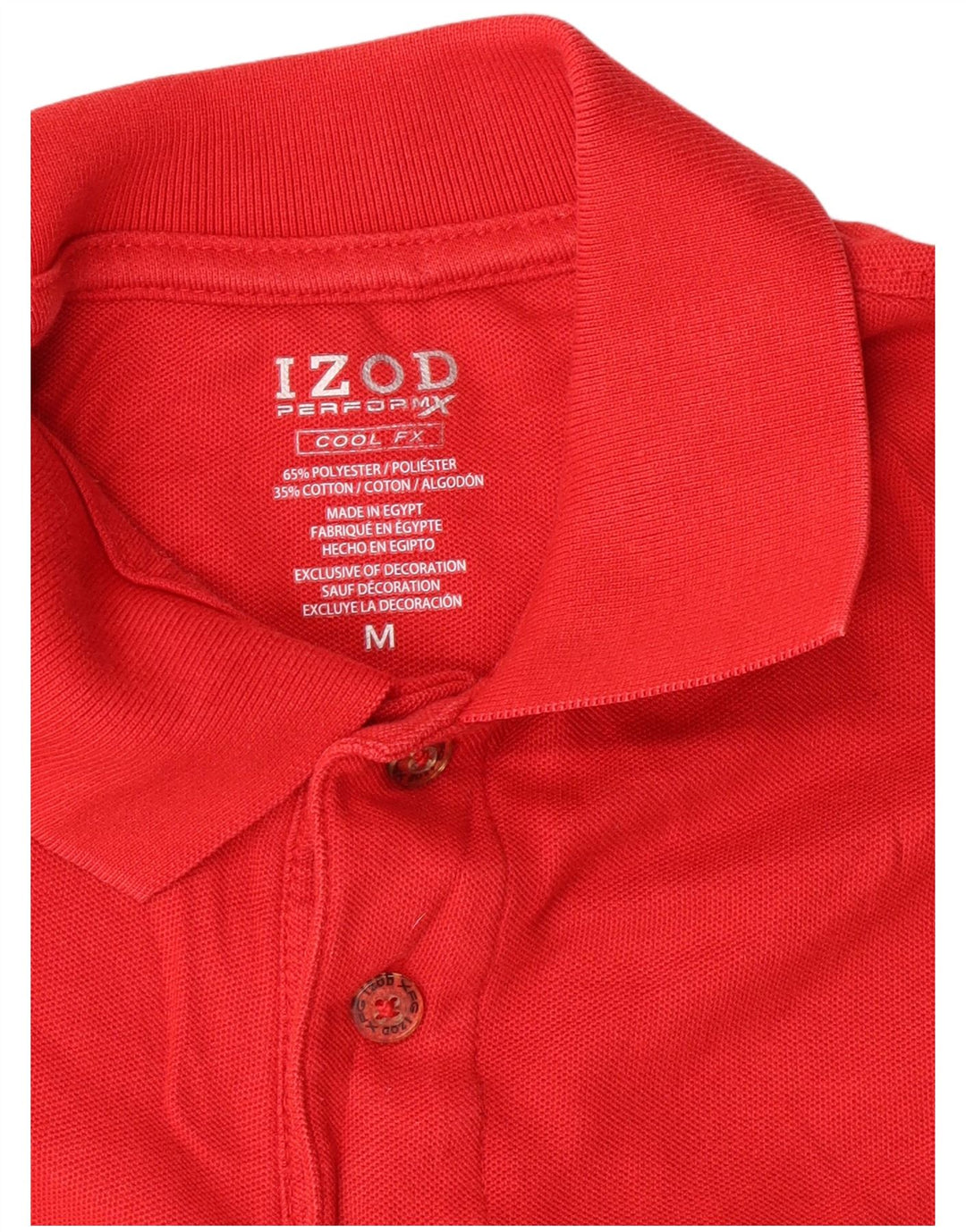 Camisa polo masculina de manga comprida Izod poliéster vermelho médio