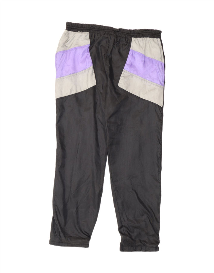 Calça de treino masculina vintage joggers médio preto colorblock poliamida