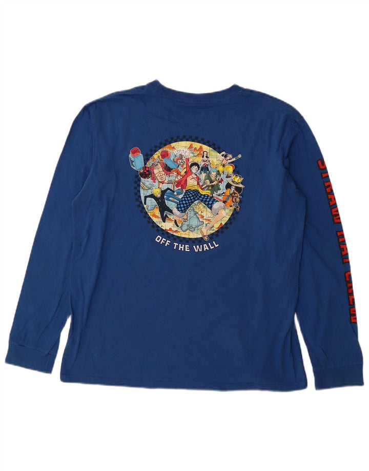 VANS Boys Straw Hat Crew Top gráfico manga comprida 14-15 anos XL azul