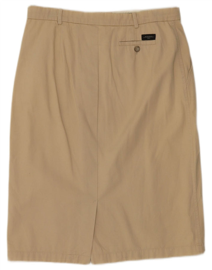Saia reta de fim de semana feminina Max Mara Reino Unido 14 grande W32 algodão bege