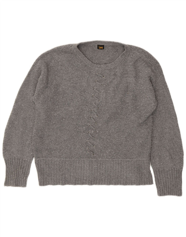 Suéter feminino LEE com gola canoa UK 18 XL cinza poliéster