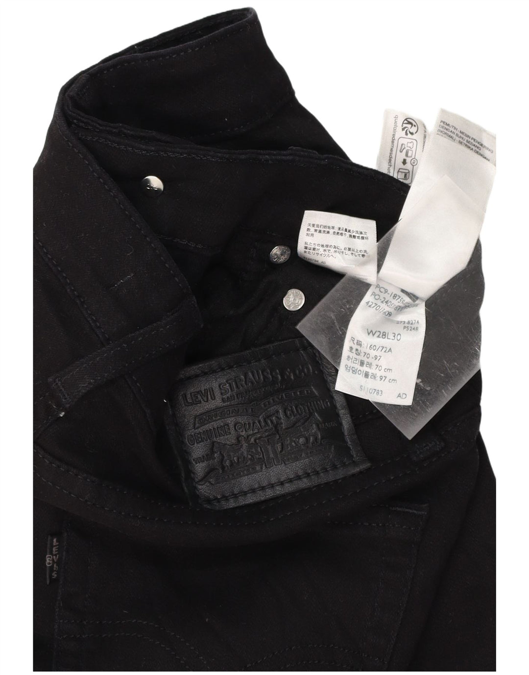 Calça jeans feminina LEVI'S 725 cintura alta bootcut W28 L30 algodão preto