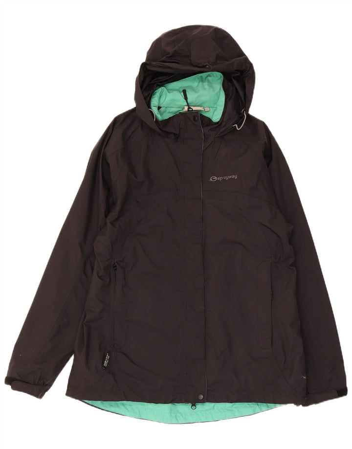 Jaqueta corta-vento feminina com capuz Sprayway UK 12 poliamida preta média