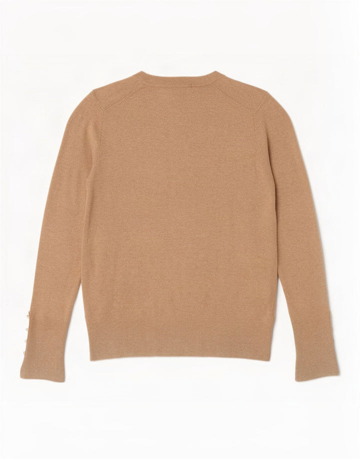Zara Suéter feminino com gola redonda, Reino Unido 12 Médio Bege