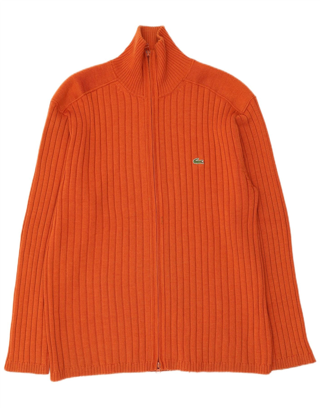 Suéter cardigã masculino LACOSTE tamanho 7 2XL lã laranja