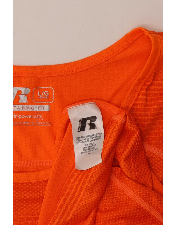 Russell Athletic Mens Vest Top UK 42/44 Grande Laranja Listrado Poliéster