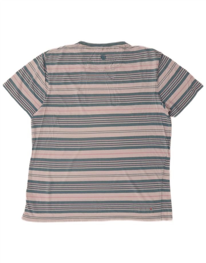 Camiseta masculina Fat Face Top de algodão listrado azul médio