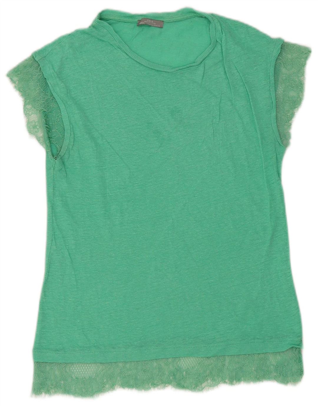 Camiseta feminina Zara Top UK 10 pequena verde