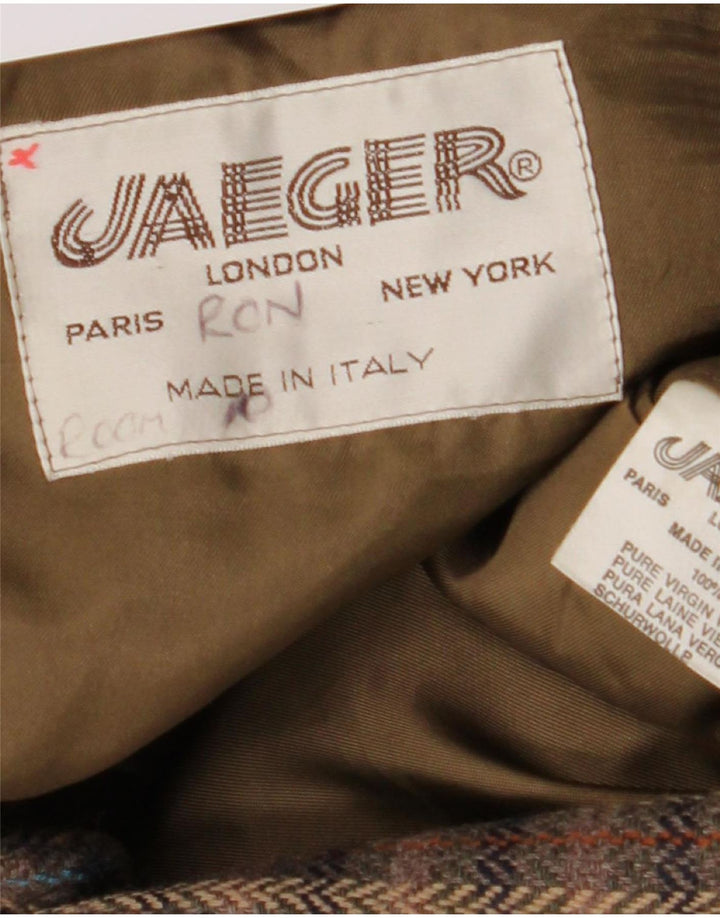 Jaqueta blazer masculina Jaeger com 2 botões Reino Unido 38 lã virgem xadrez marrom médio