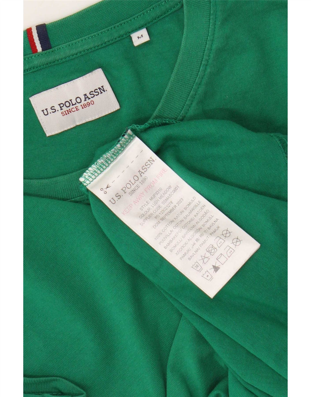 US Polo Assn. Camiseta Masculina Top Algodão Verde Médio