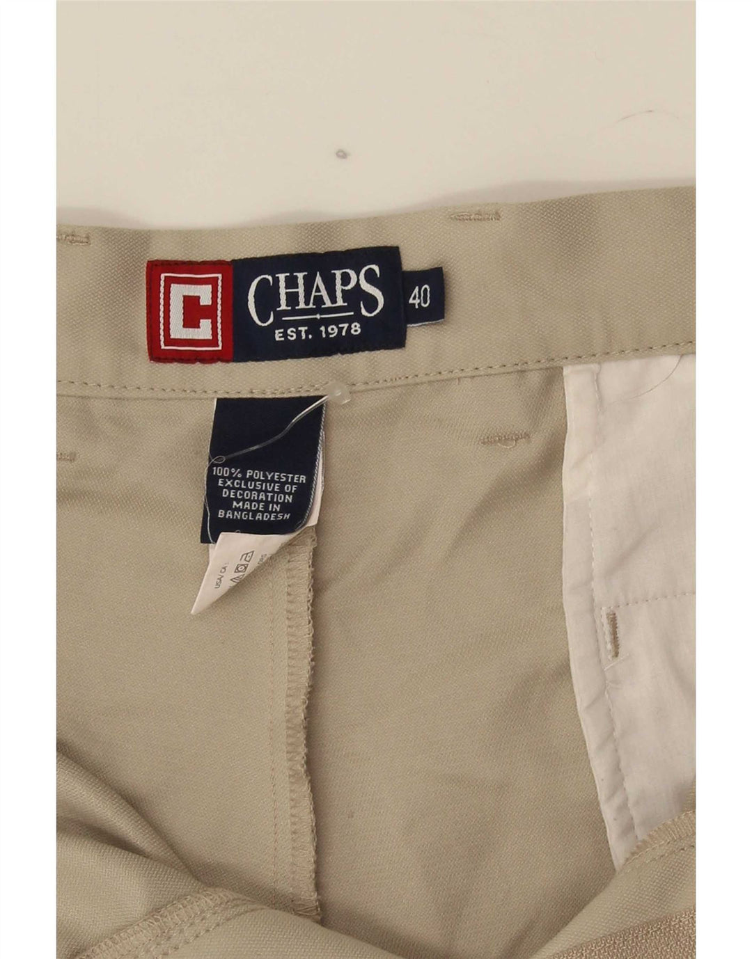 Shorts Chino Masculino Chaps W40 XL Poliéster Bege