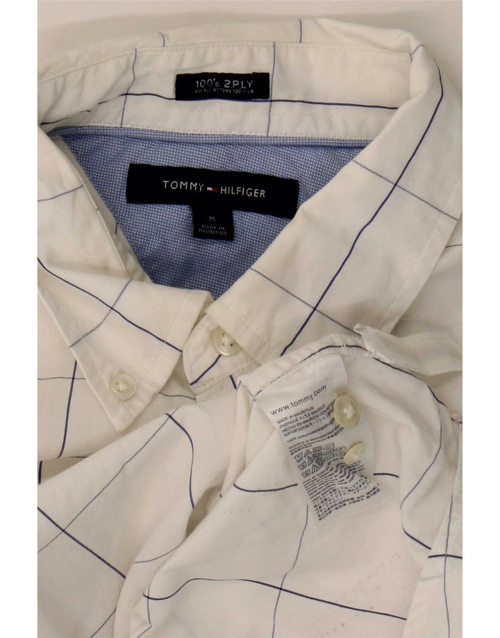 Camisa masculina Tommy Hilfiger média branca xadrez algodão