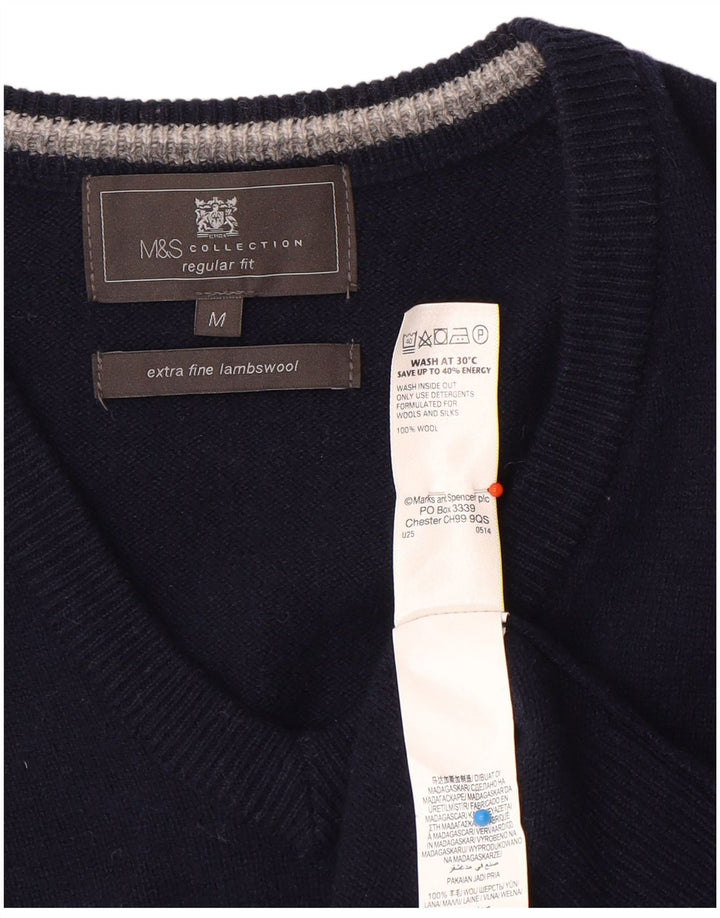 Regata masculina Marks & Spencer de ajuste regular com colete médio de lã azul marinho