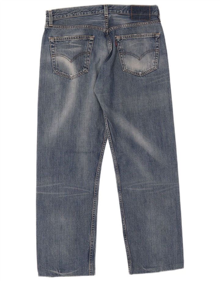 Calça Jeans Levis Masculina 501 Distressed Straight W34 L27 Azul Algodão