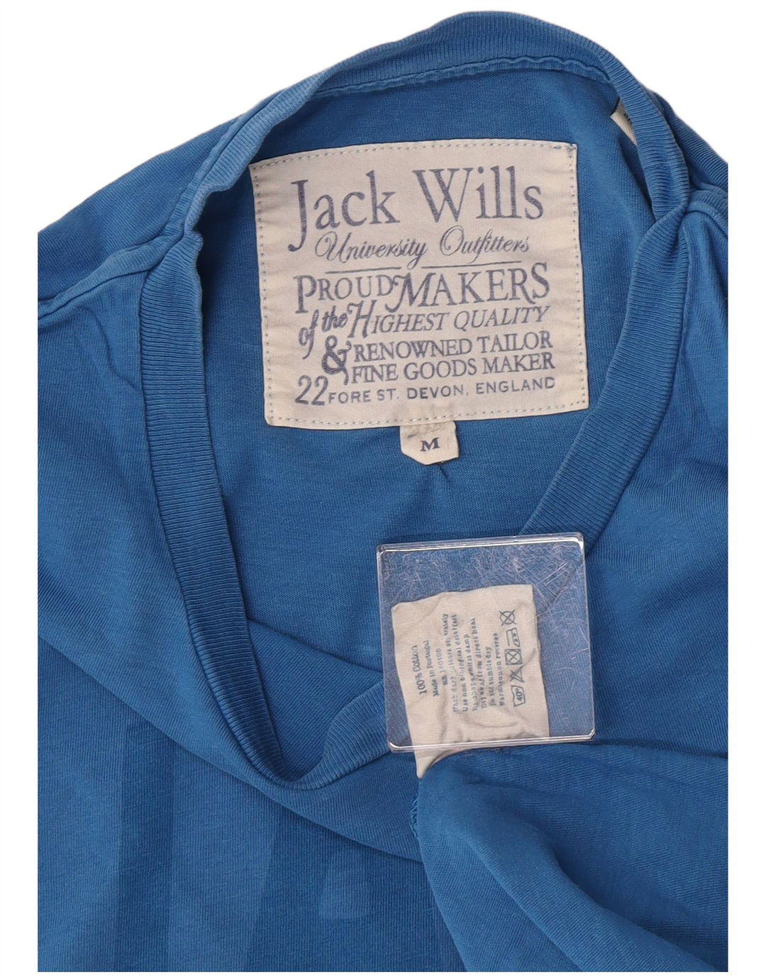 Camiseta masculina gráfica Jack Wills Top algodão azul médio