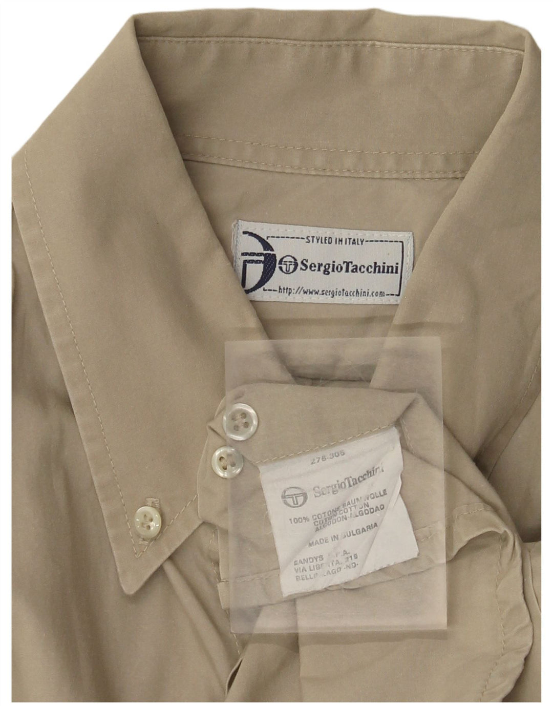 Camisa masculina de manga curta Sergio Tacchini grande algodão cáqui
