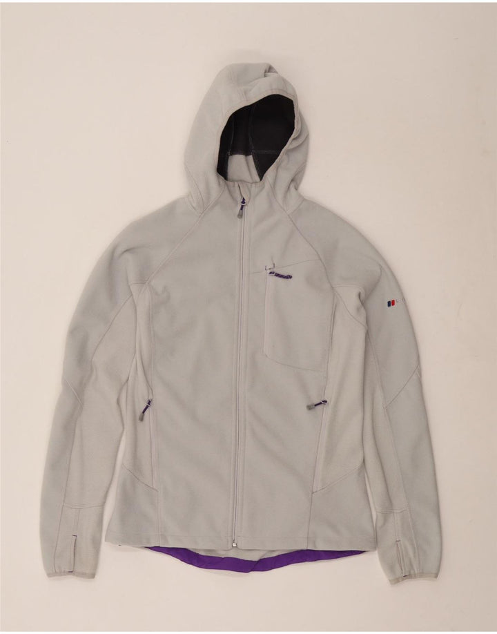 Jaqueta de lã com capuz feminina Berghaus UK 14 grande poliéster branco