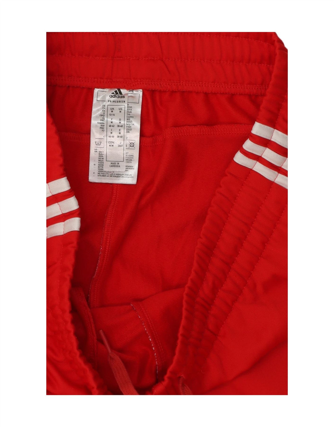 Calças de treino femininas Adidas UK 12/14 poliéster vermelho médio
