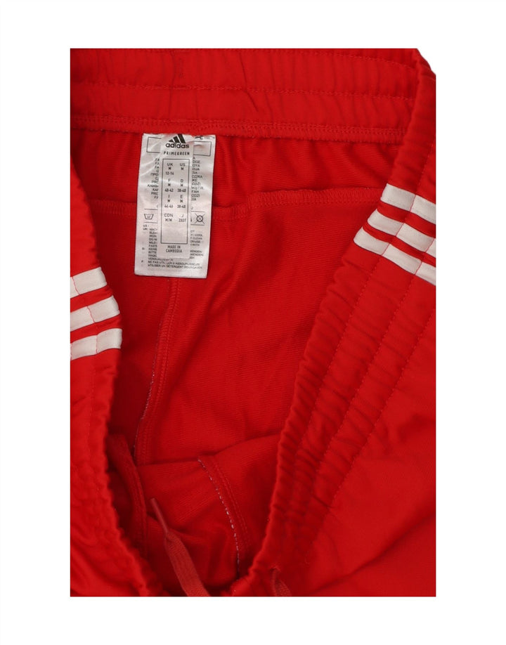 Calças de treino femininas Adidas UK 12/14 poliéster vermelho médio