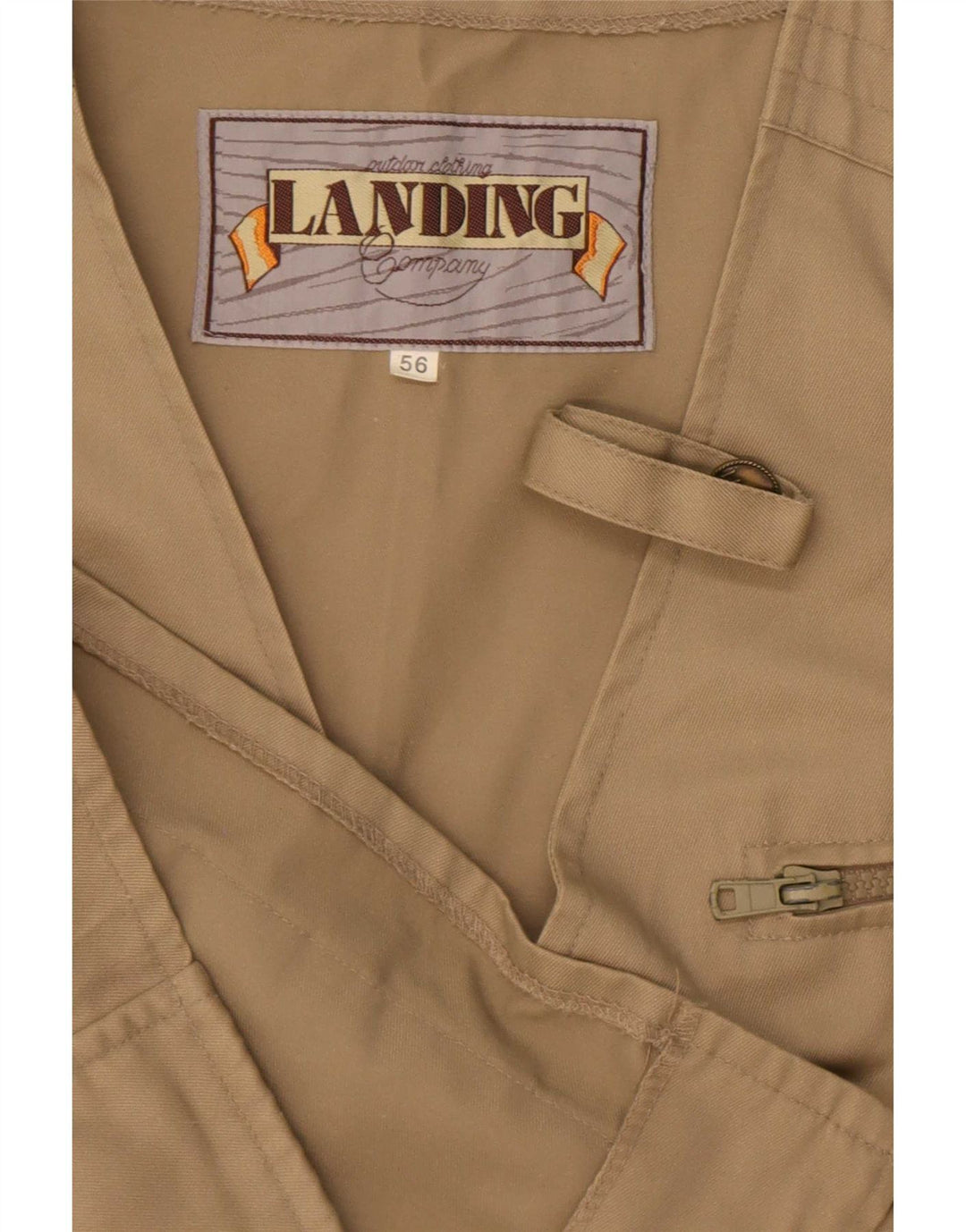 Colete utilitário masculino vintage IT 56 3XL poliéster bege