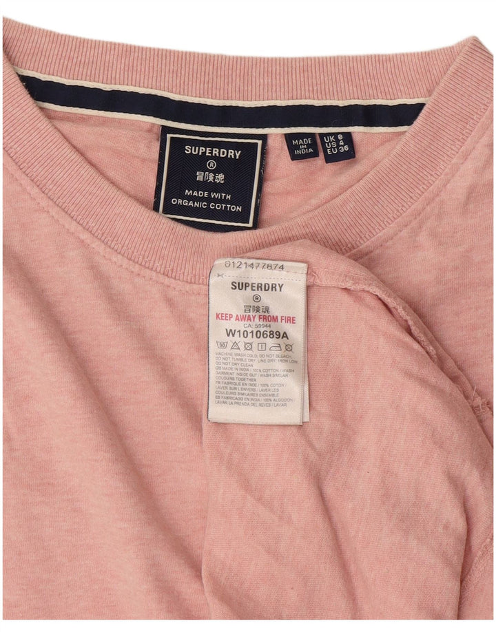 Camiseta feminina Superdry UK 8 pequena algodão rosa
