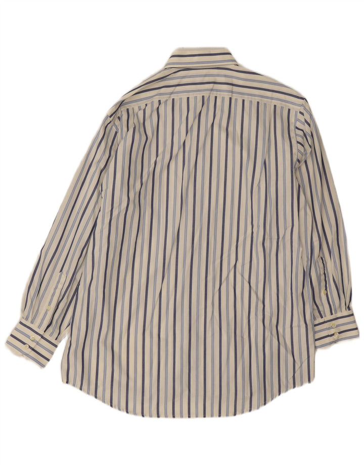 Camisa masculina Lacoste tamanho 42 grande algodão listrado branco