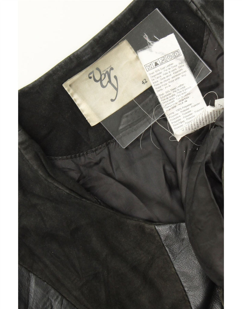 VERO MODA Womens Leather Jacket IT 42 Medium Black Colourblock Leather Vintage Vero Moda and Second-Hand Vero Moda from Messina Hembry 