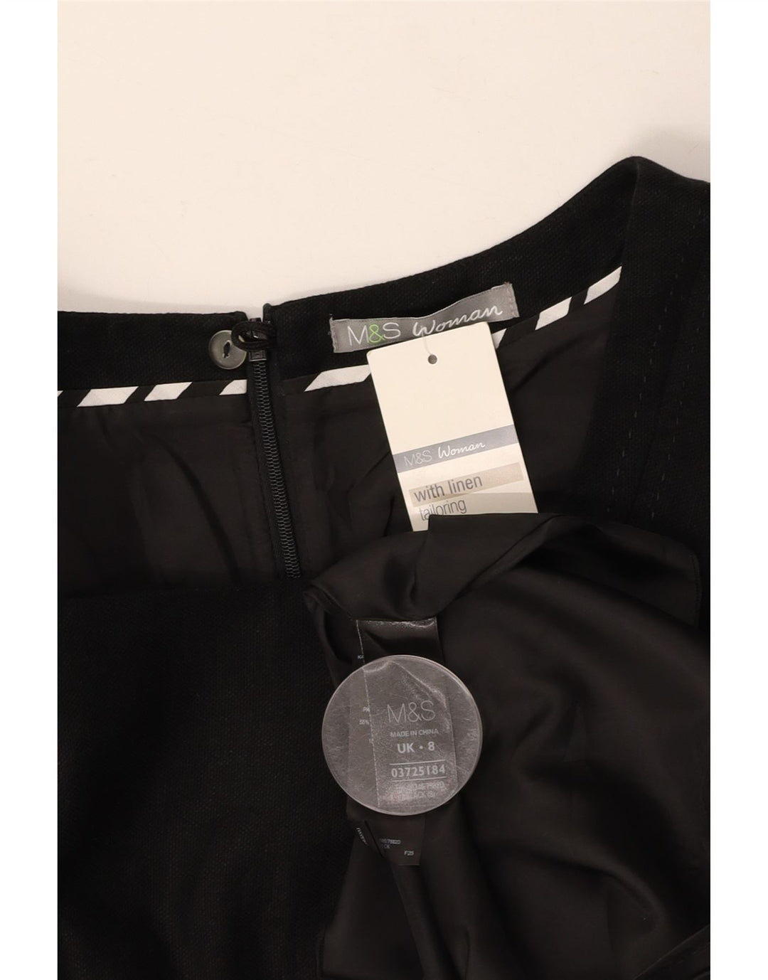 Vestido bainha feminino MARKS & SPENCER UK 8 pequeno linho preto