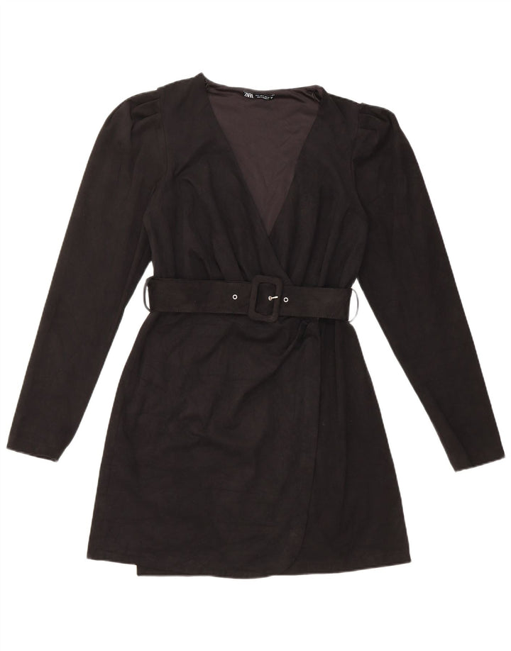 Vestido feminino Zara de manga comprida Reino Unido 10 pequeno preto