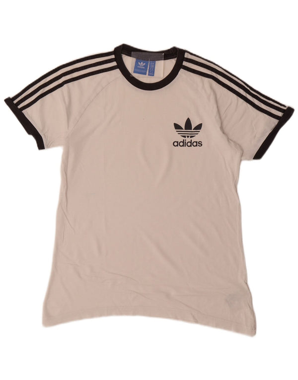 Adidas Mens Camiseta Top Médio Algodão Branco