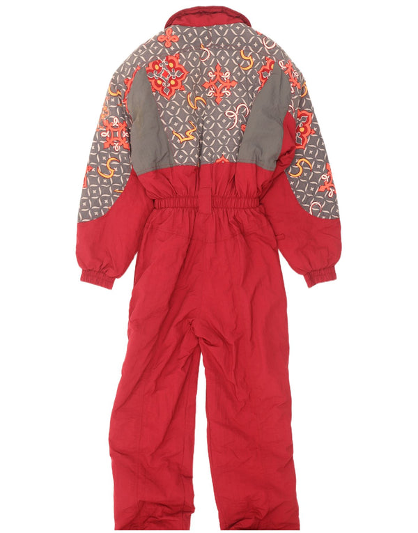 Macacão de esqui feminino X-Cape UK 10 pequeno nylon geométrico vermelho