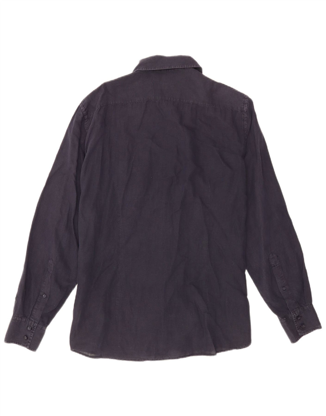Camisa militar masculina Trussardi grande linho azul marinho