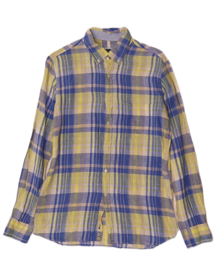 Camisa masculina Massimo Dutti 13-14 anos linho xadrez amarelo