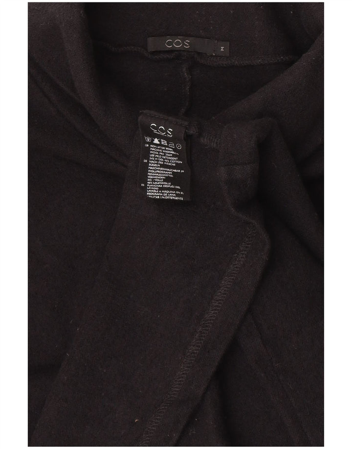 Suéter feminino Cos manga 3/4 com gola redonda Reino Unido 14 lã azul marinho médio