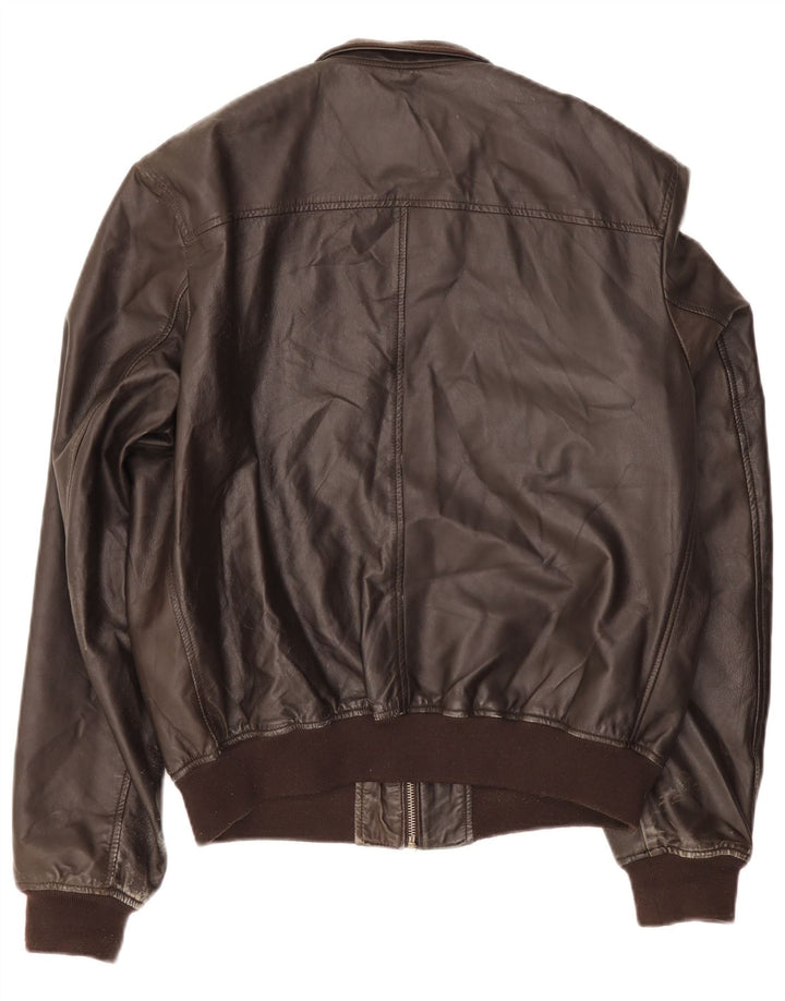 Jaqueta de couro masculina vintage UK 42 XL marrom